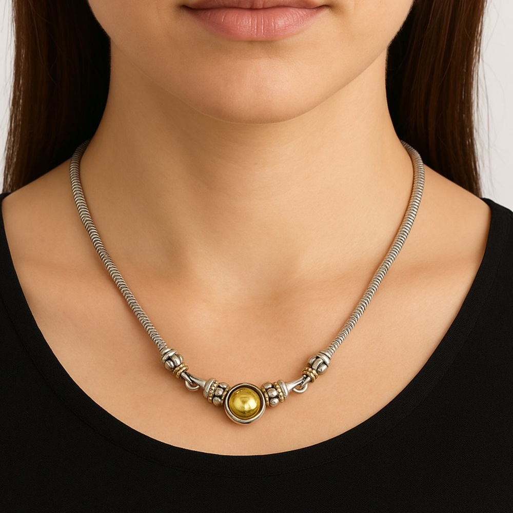 Lagos Caviar Two Tone Removable Pendant Necklace